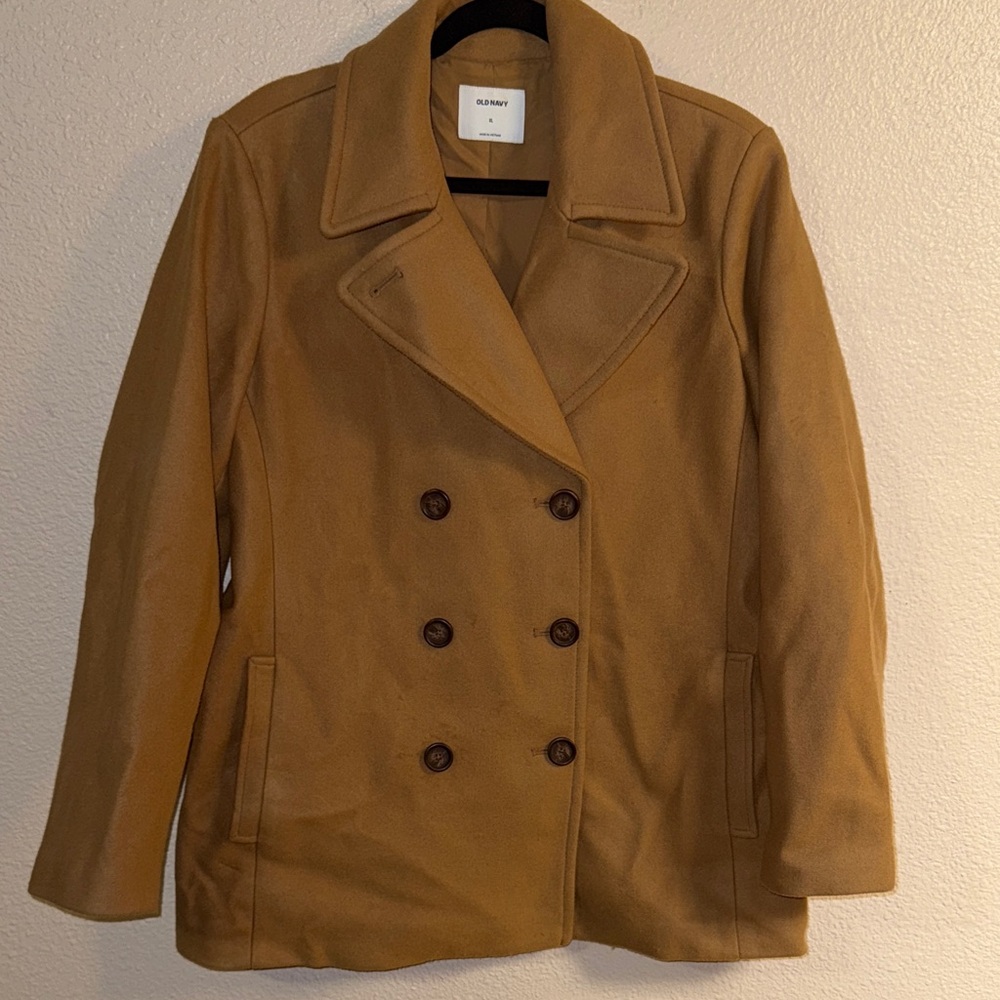 Old Navy Tan Double-Breasted Pea Coat